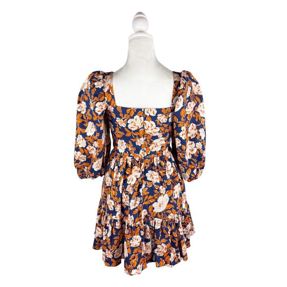 Amur Medina Floral Mini Dress 0 Blue Orange NEW - Picture 6 of 11
